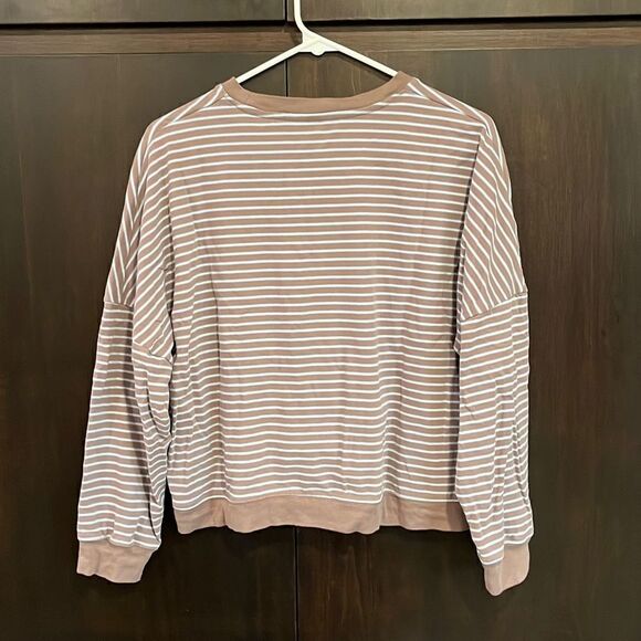 Zyia Dust Striped Cropped Crewneck Sweatshirt Medium - Picture 5 of 5